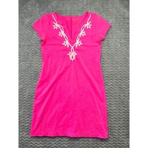 Lilly Pulitzer Pink White Trim Short‎ Sleeve Dress Casual Mini Sun Summer